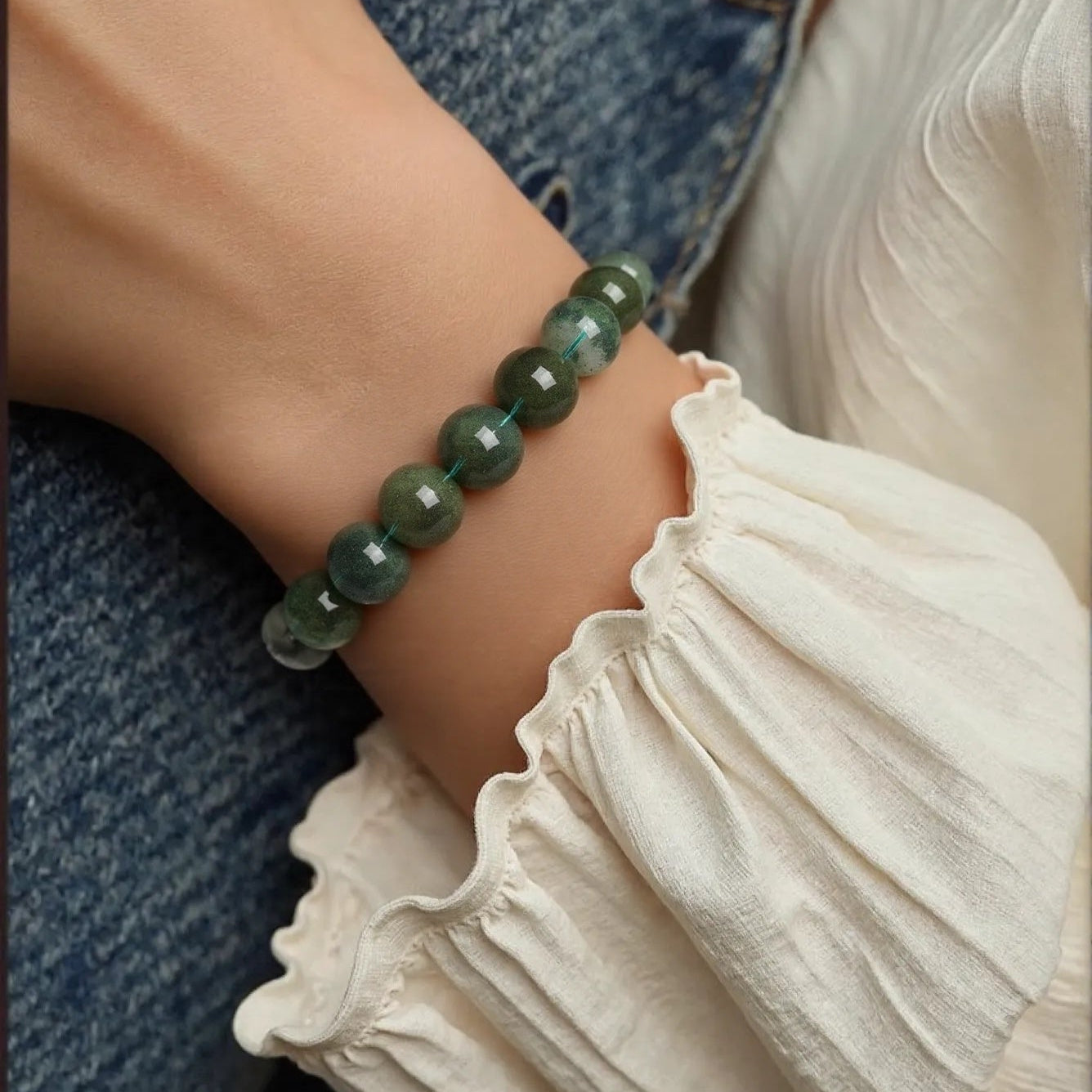 Natural Green Phantom Quartz Bracelet - Wealth & Career Luck