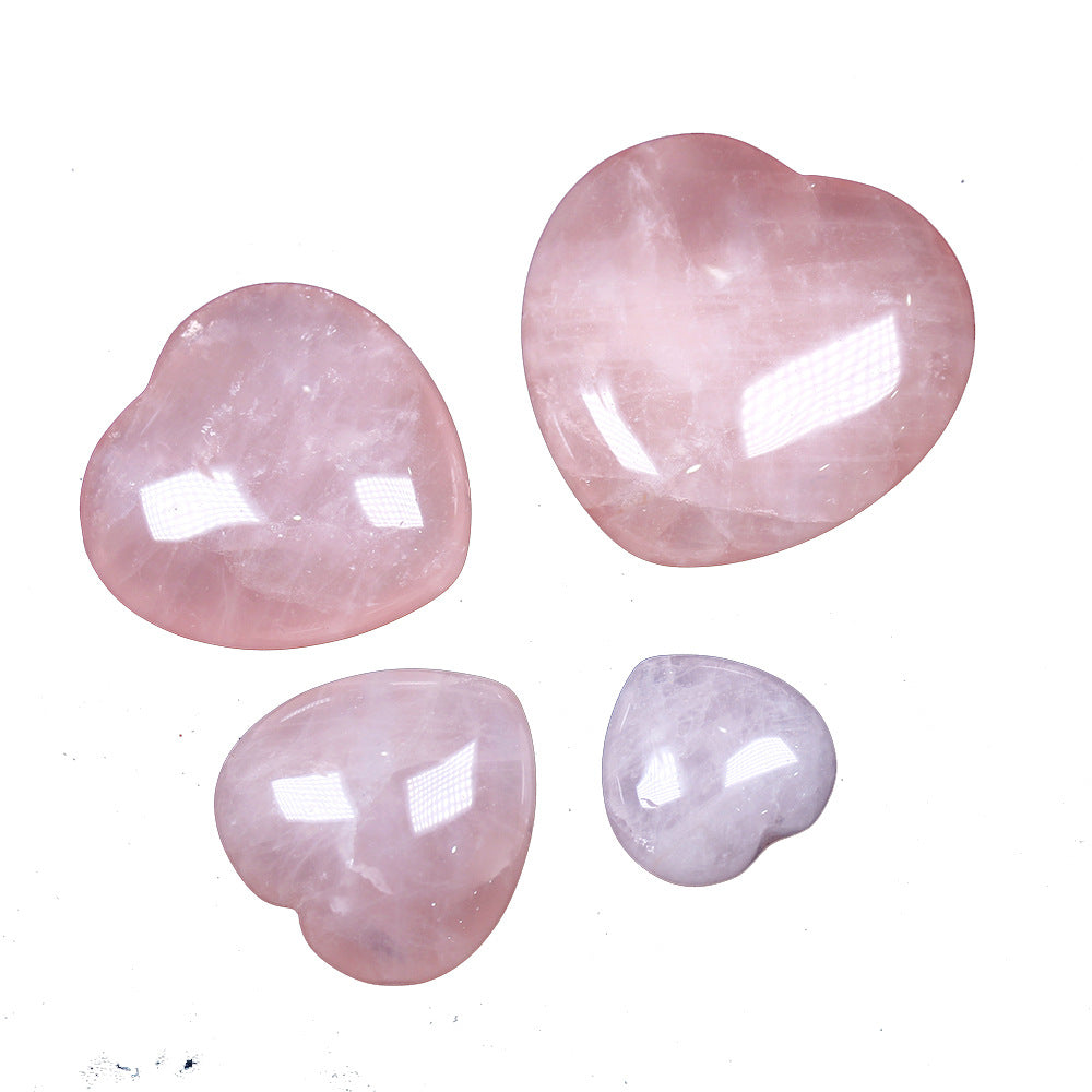 Rose Quartz Heart Palm Stone | Hand-Carved Healing Crystal