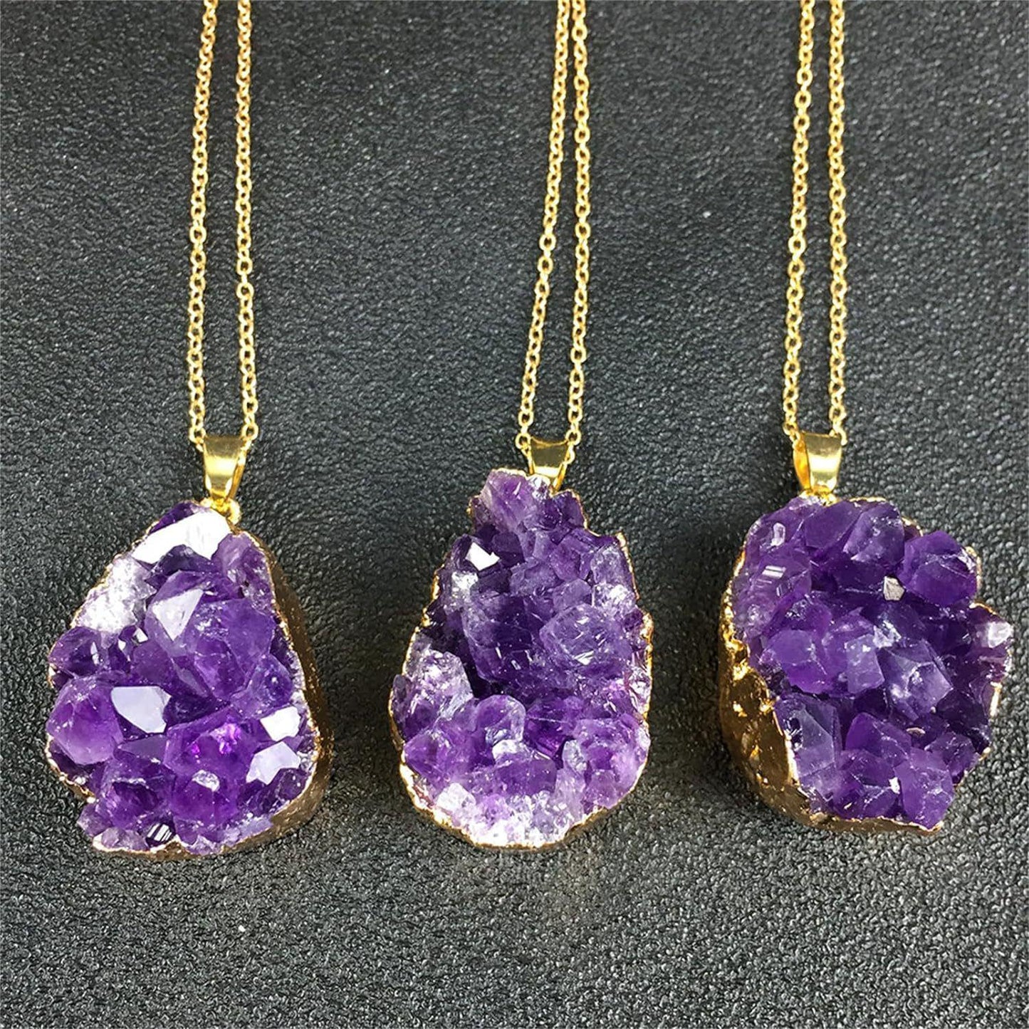 RAW AMETHYST FOCUS PENDANT NECKLACE IV (35MM)