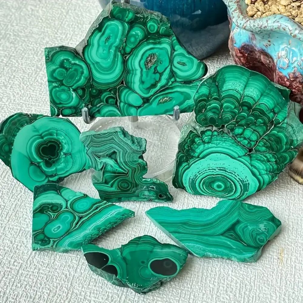 Malachite Crystal Slice | Green Striated Mineral Specimen