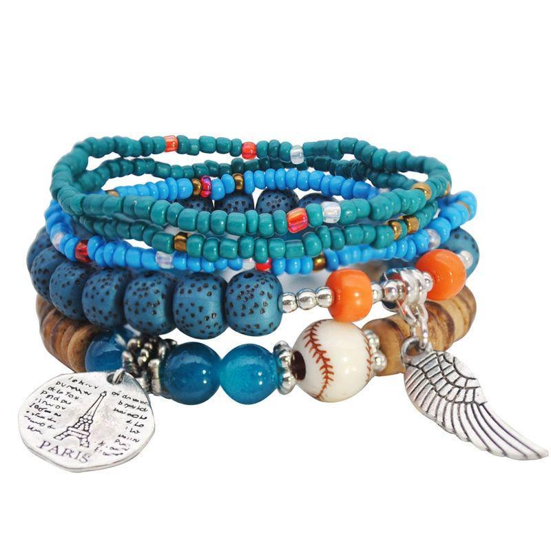MULTI-COLOR BOHEMIAN SEED BEAD BRACELET - 18CM LAYERED STYLE