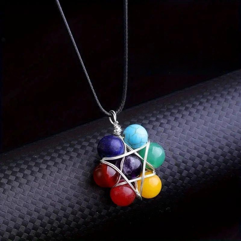 RAINBOW HEXAGRAM CRYSTAL PENDANT NECKLACE VIII (30x30MM)