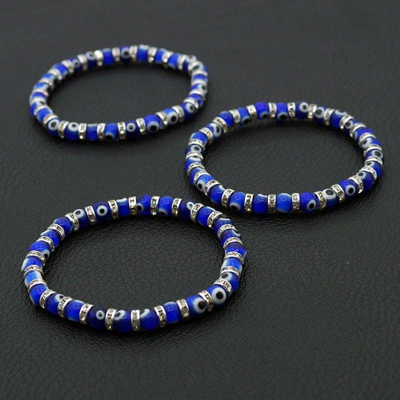GLASS EVIL EYE BEAD BRACELET IX (6MM)
