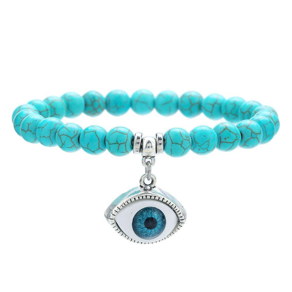 BOHEMIAN TURQUOISE BEAD BRACELET - 18.5-19.5CM EARTHY ELEGANCE