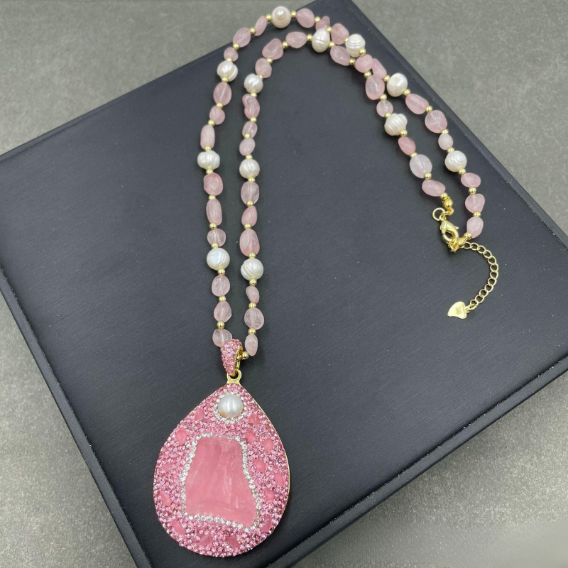 BAROQUE PEARL & ROSE QUARTZ JEWELRY SET - 4 PIECE LUXURY COLLECTION