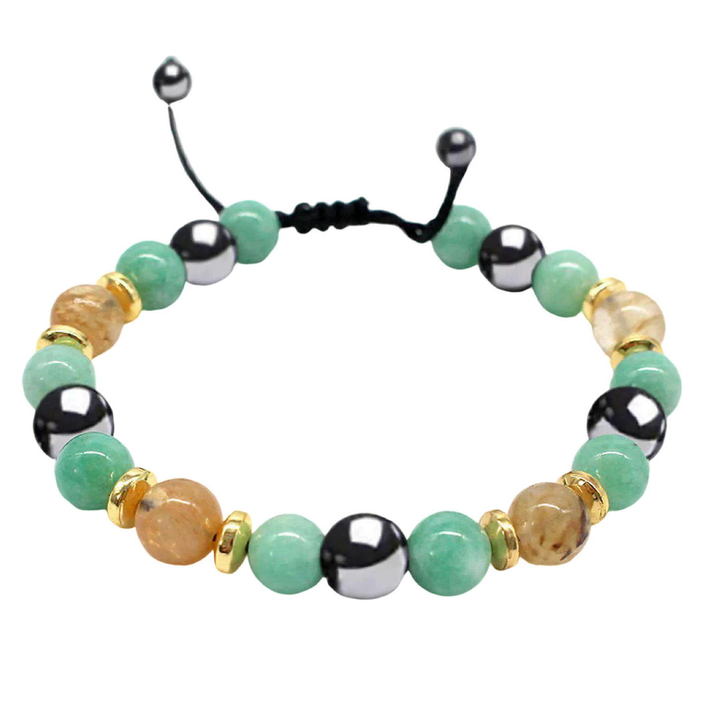 CITRINE, AGATE & TIGER’S EYE BEAD BRACELET - 18CM BOHEMIAN ELEGANCE