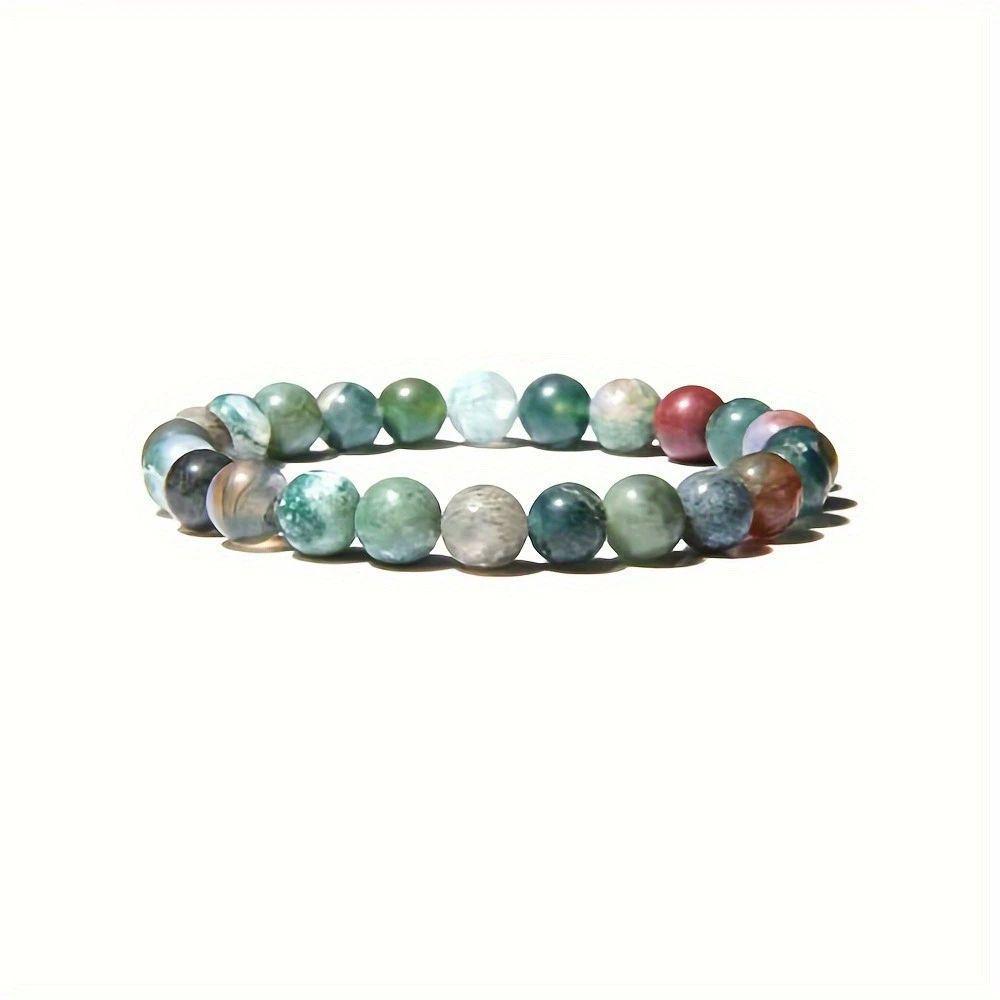 INDIAN AGATE BEAD BRACELET - 6-12MM UNISEX STRENGTH & BALANCE