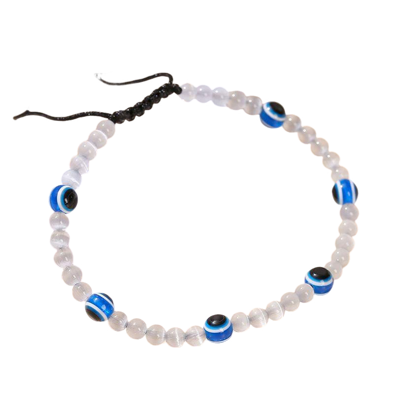 NATURAL WHITE CAT’S EYE BRACELET - 4+6+8MM LUCKY PROTECTION STONE