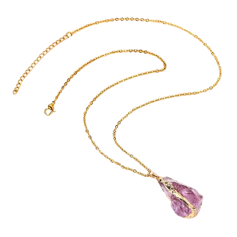 RAW CRYSTAL ELECTROFORMED PENDANT NECKLACE V (30-50MM)