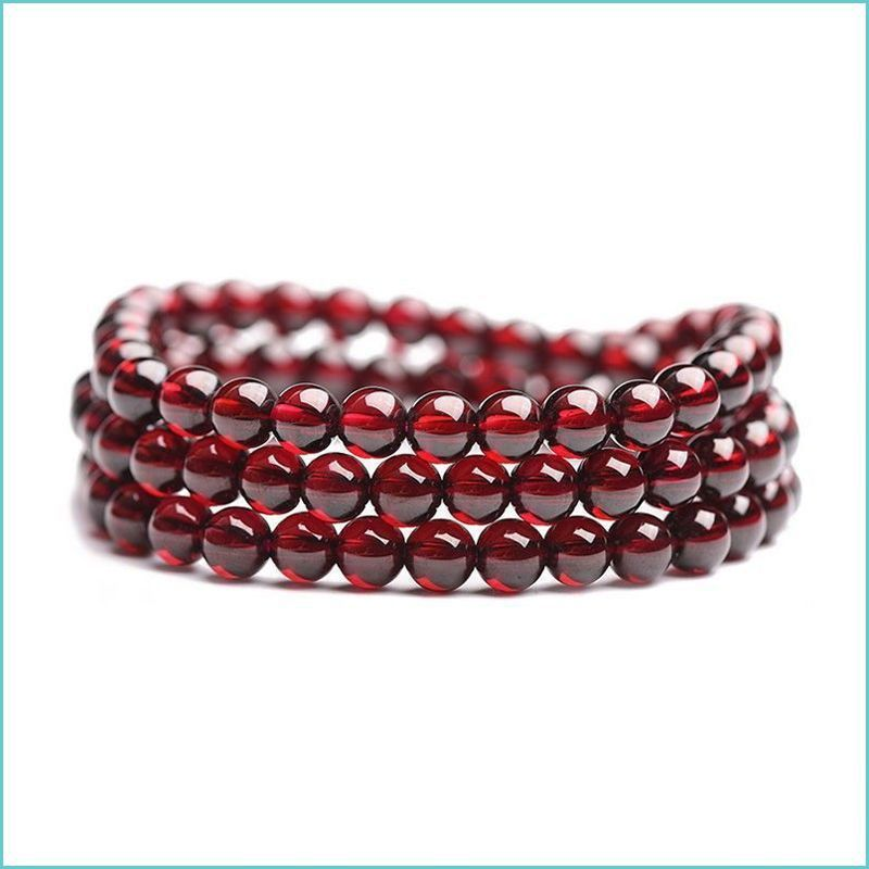 Garnet Red Women's Bracelet, Multi-Row Design