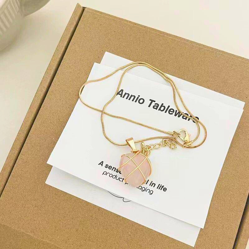 HEART ROSE QUARTZ COLLAR NECKLACE III (20MM)