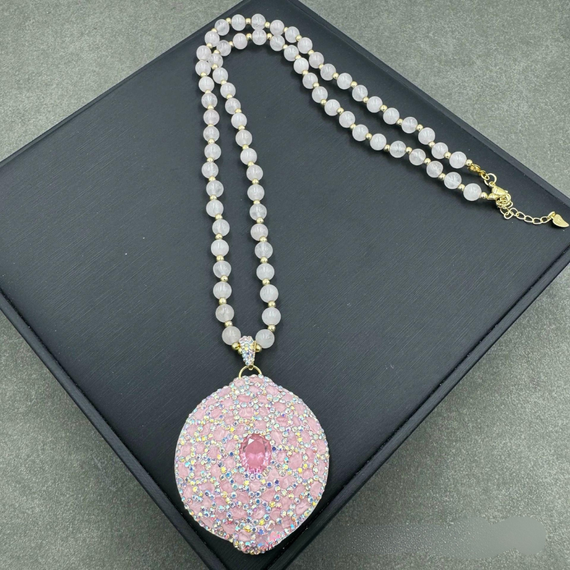 ROSE QUARTZ & ZIRCON JEWELRY SET - 3 PIECE LUXURY COLLECTION