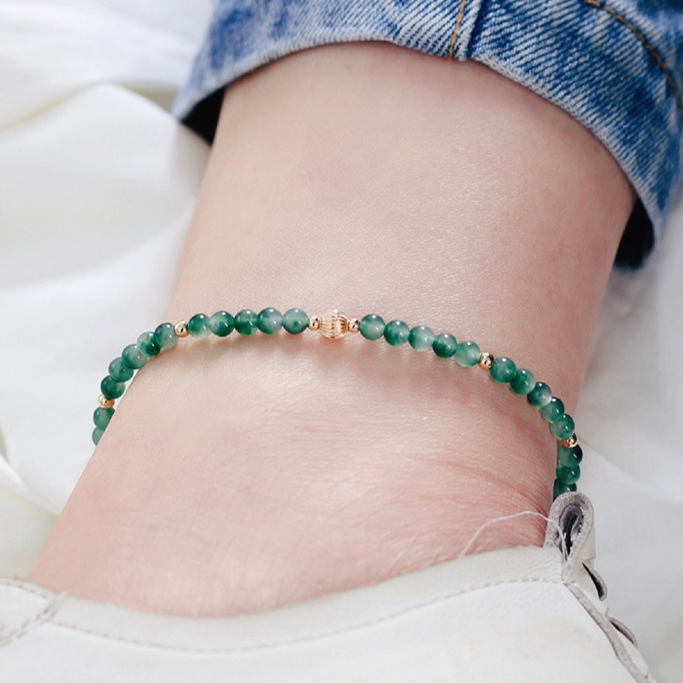 Natural Chrysoprase Agate 14K Gold-Filled Convertible Bracelet & Anklet - 2-in-1 Luxe Jewelry