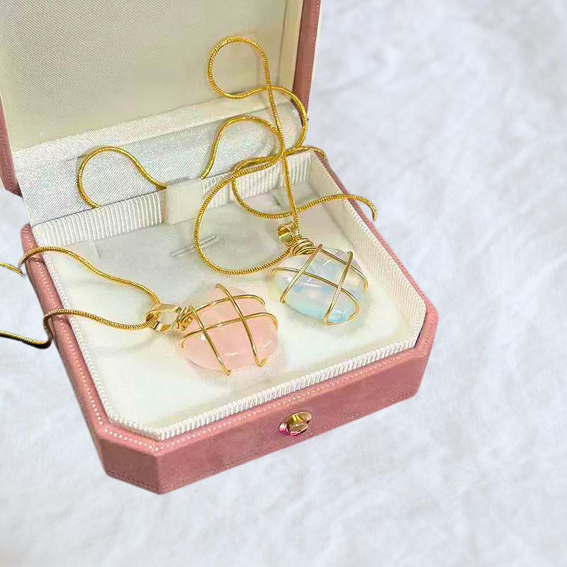 HEART ROSE QUARTZ COLLAR NECKLACE III (20MM)