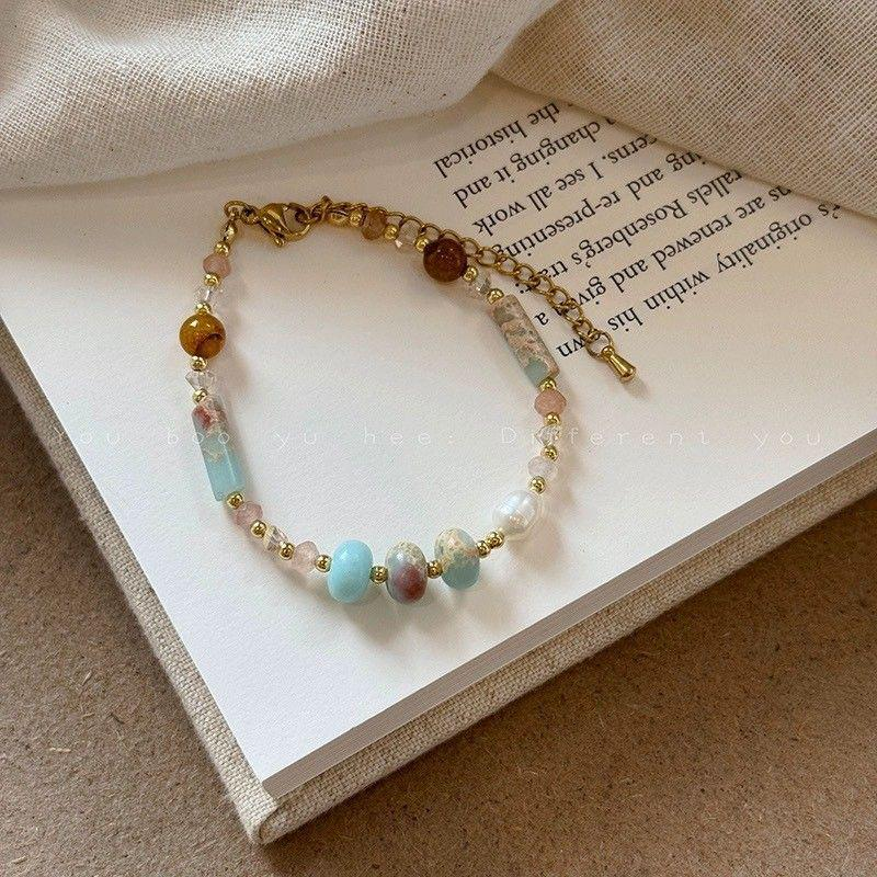 Shoushan Stone & Colored Glass Pearl Necklace
