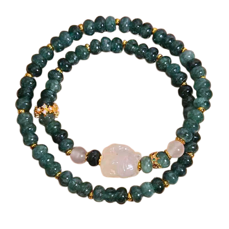 Natural Stone Abacus Bead Double-Layer Crystal Bracelet - Neo Chinese Chalcedony Jewelry