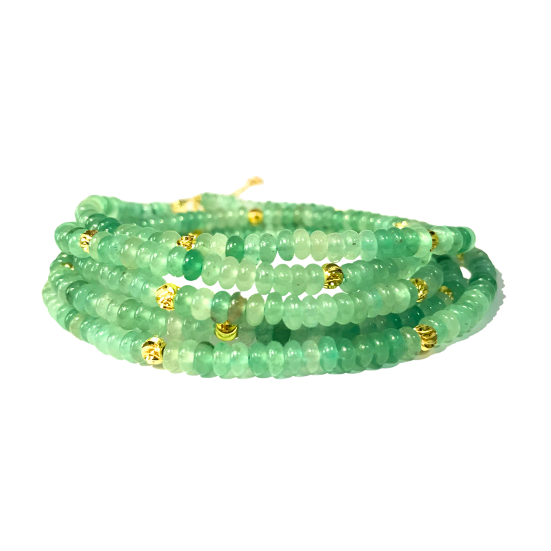 Vintage Natural Aventurine Disc Bead Long Necklace - 90cm Layered Jewelry