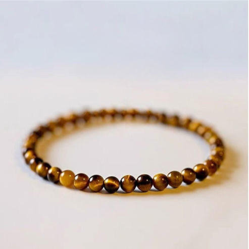 4mm Natural Tiger's Eye Bracelet - Unisex Retro Energy Jewelry