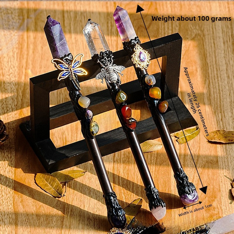 Crystal Single Pointed Hexagonal Pillar Magic Wand Halloween Fairy Wand Half