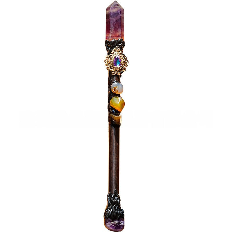 Crystal Single Pointed Hexagonal Pillar Magic Wand Halloween Fairy Wand Half