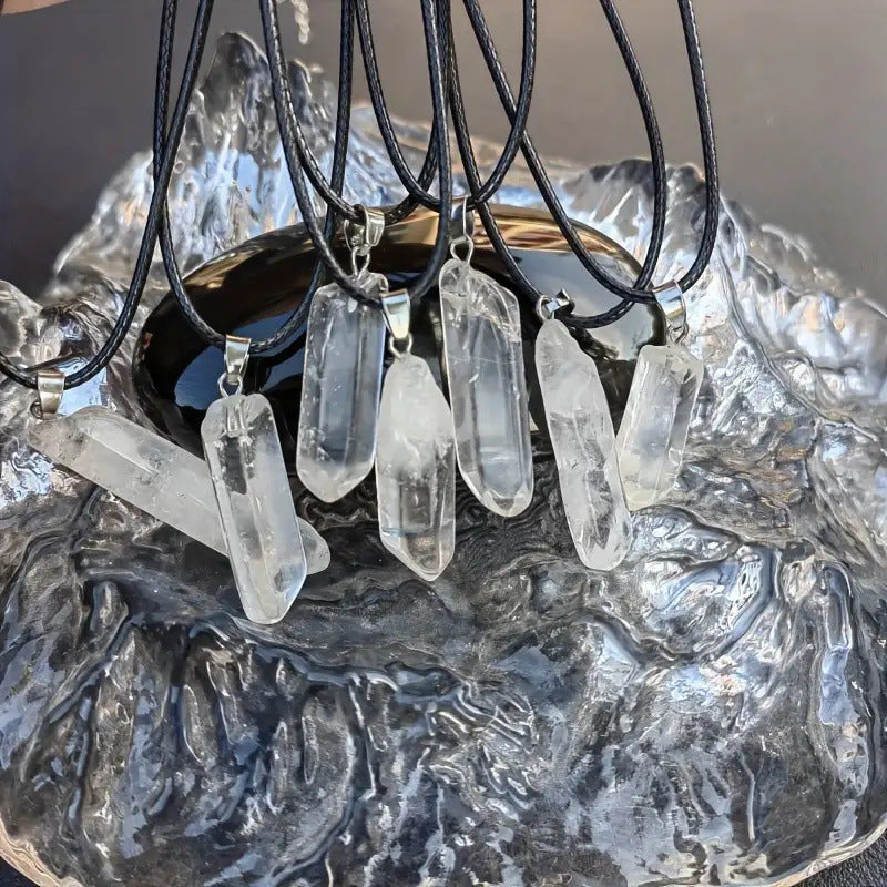 White Crystal Hexagonal Column Pendant