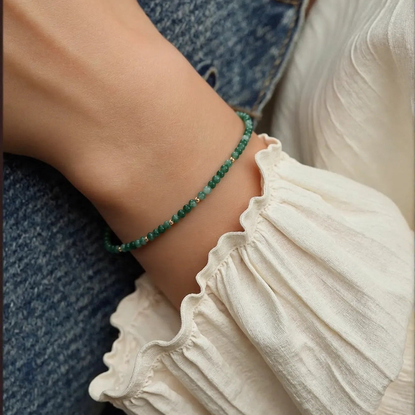 Natural Chrysoprase Agate 14K Gold-Filled Convertible Bracelet & Anklet - 2-in-1 Luxe Jewelry