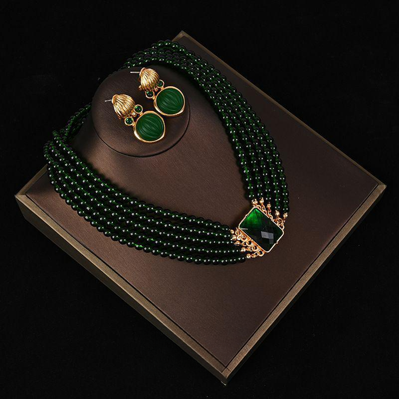 Royal Vintage Green Crystal Jewelry Set