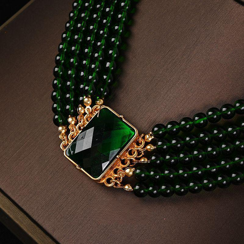 Royal Vintage Green Crystal Jewelry Set