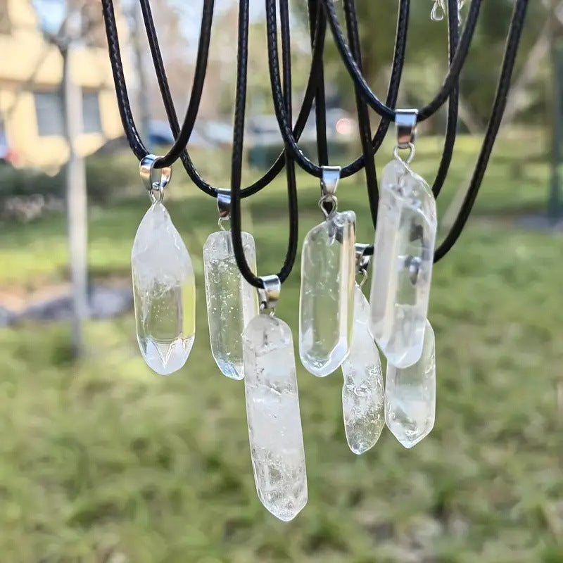 White Crystal Hexagonal Column Pendant