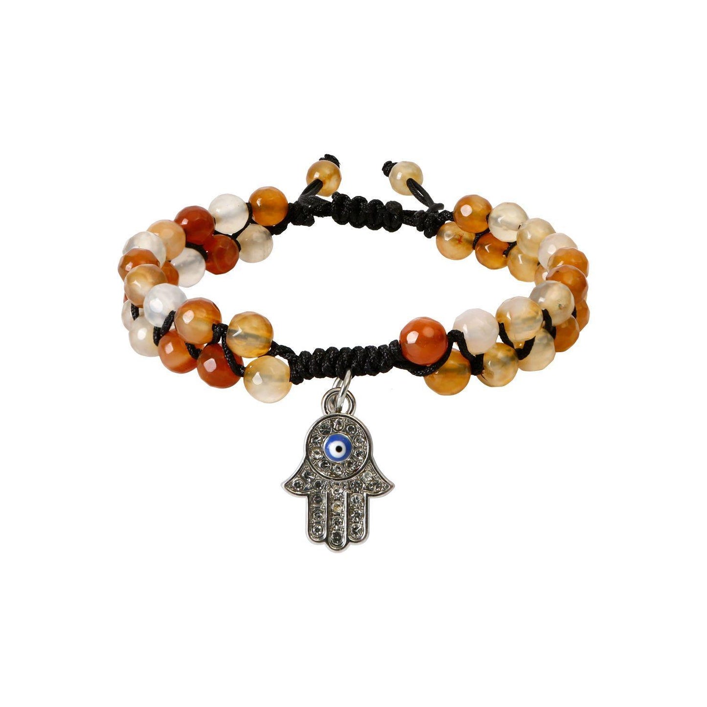 FIRE AGATE & EVIL EYE BEAD BRACELET - 6MM DOUBLE ROW PROTECTION & PASSION