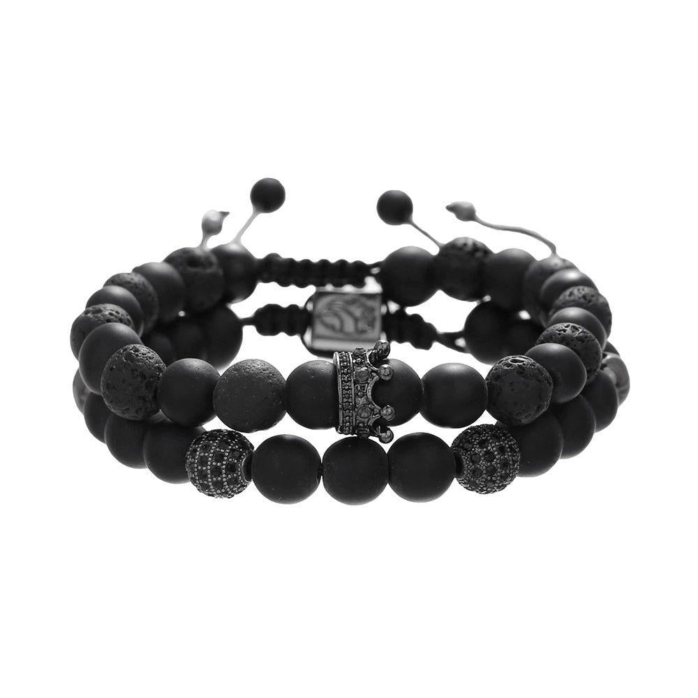 NATURAL BLACK ONYX & BLACK TOURMALINE BRACELET - 8MM PROTECTION & WEALTH