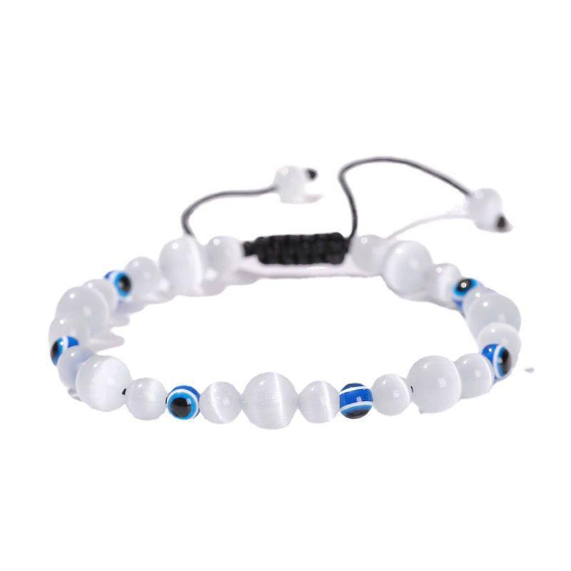 NATURAL WHITE CAT’S EYE BRACELET - 4+6+8MM LUCKY PROTECTION STONE