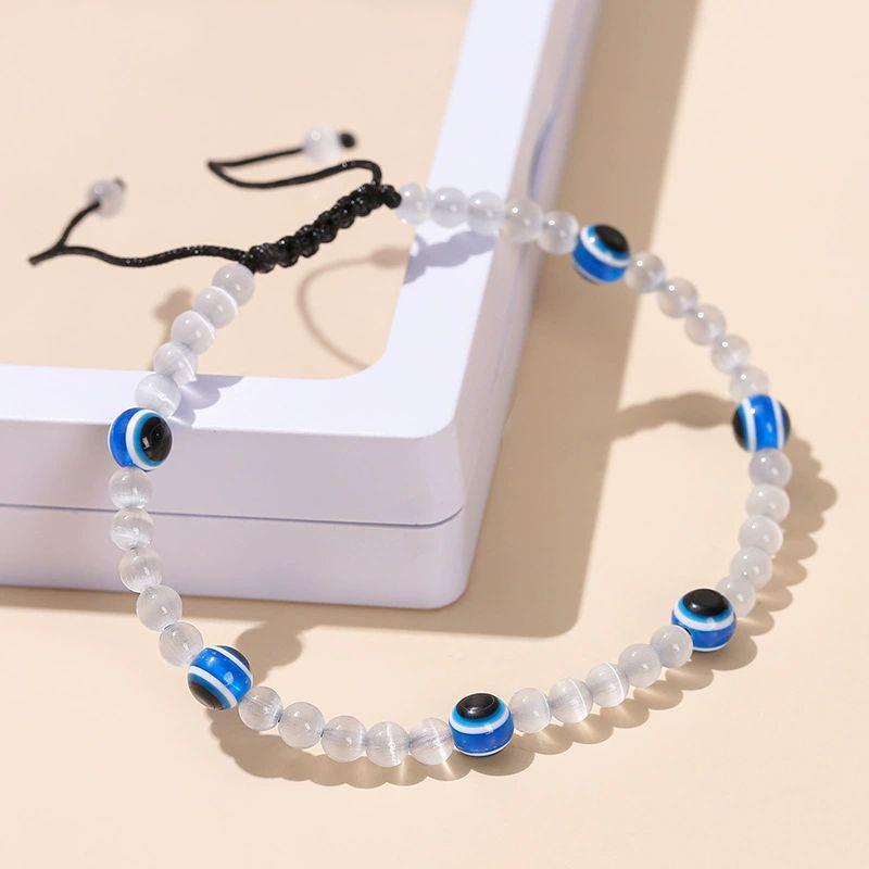 NATURAL WHITE CAT’S EYE BRACELET - 4+6+8MM LUCKY PROTECTION STONE