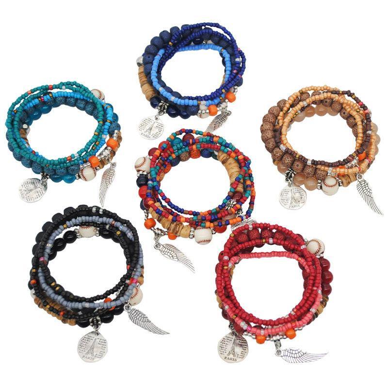 MULTI-COLOR BOHEMIAN SEED BEAD BRACELET - 18CM LAYERED STYLE