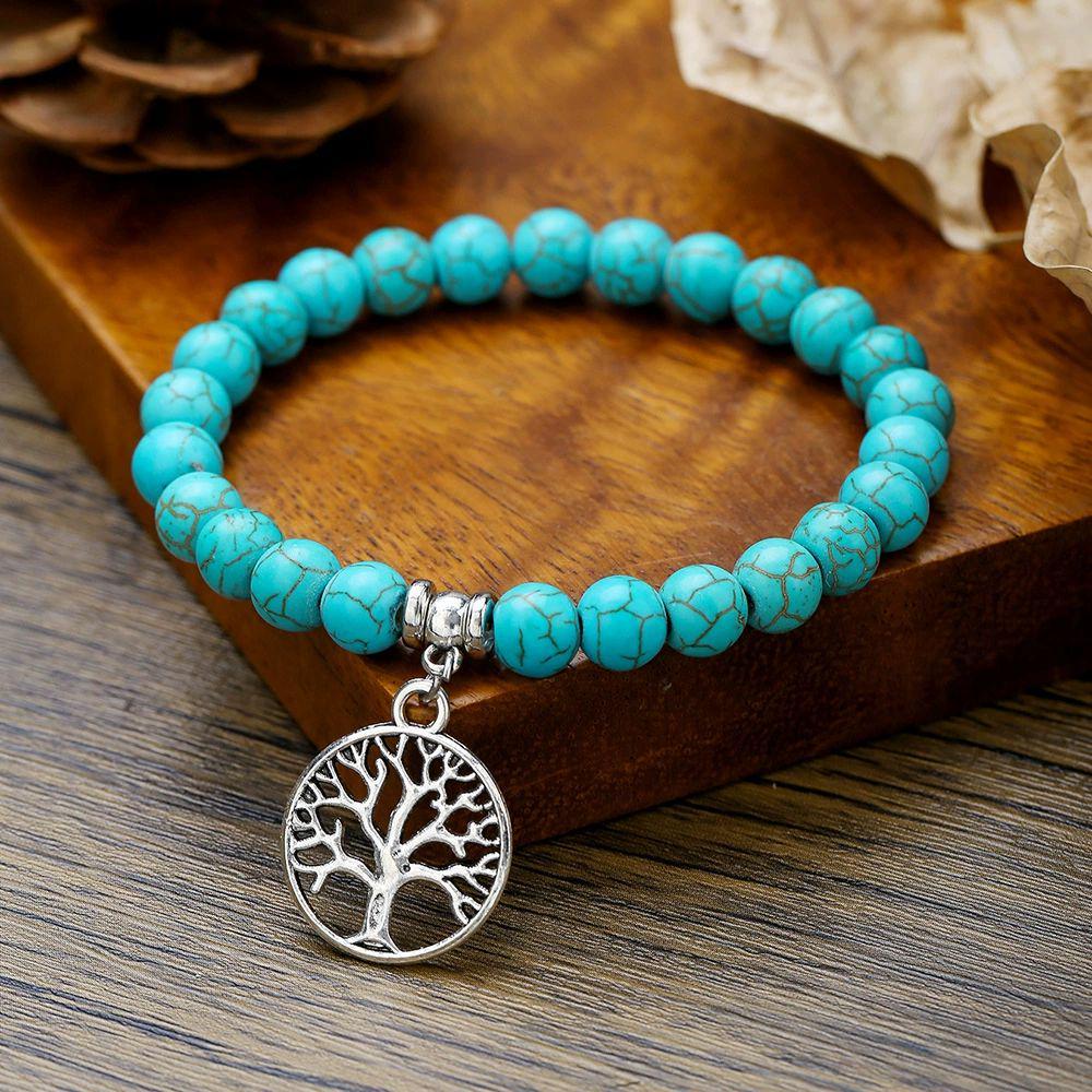 BOHEMIAN TURQUOISE BEAD BRACELET - 18.5-19.5CM EARTHY ELEGANCE