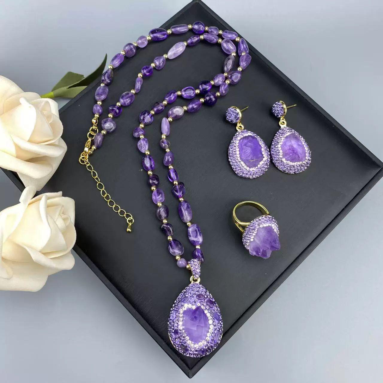 AMETHYST JEWELRY SET - 3 PIECE HANDCRAFTED LUXURY