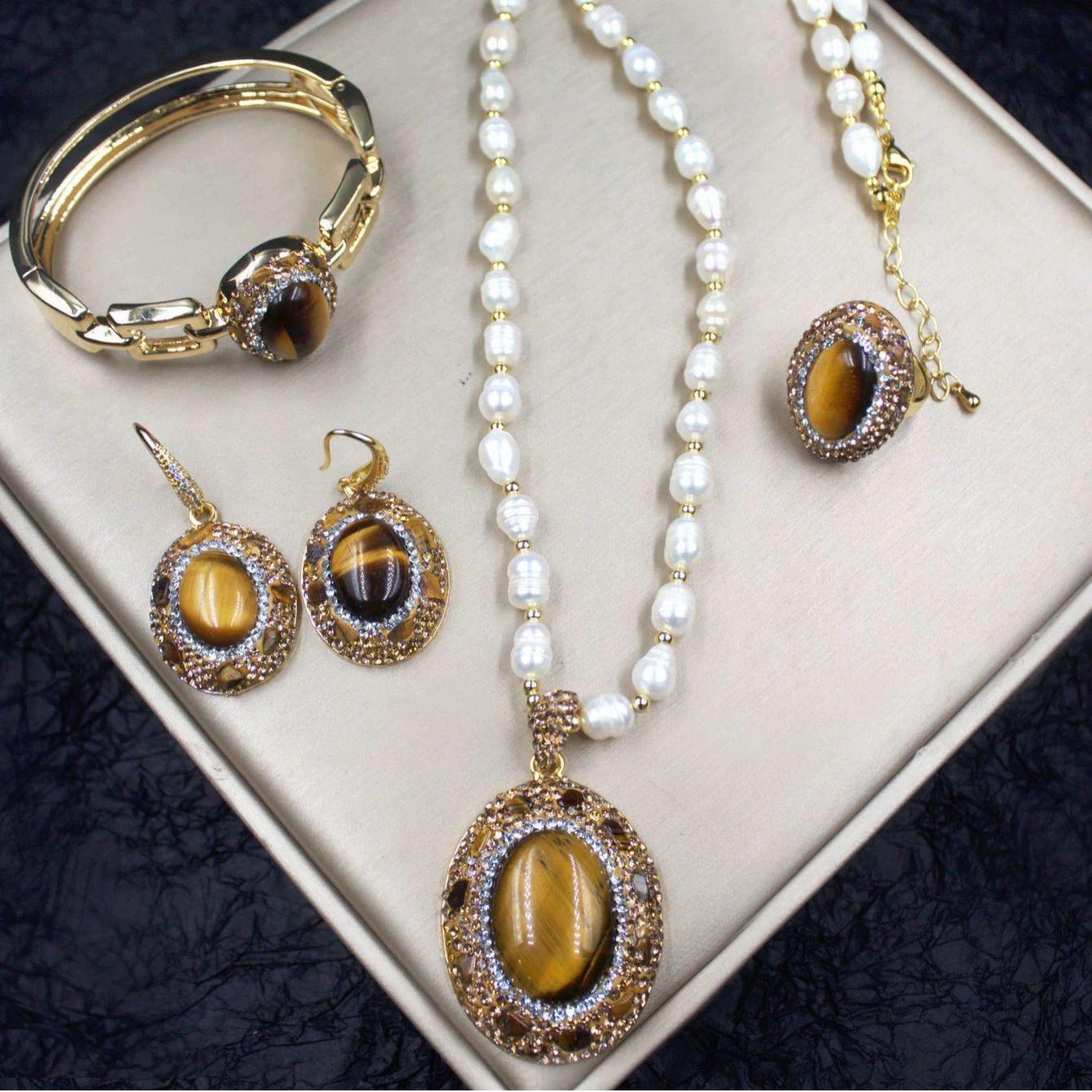 NATURAL TIGER’S EYE JEWELRY SET - 4 PIECE COLLECTION
