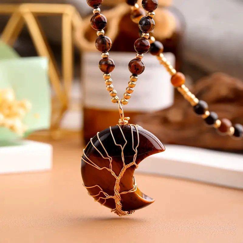 LUNAR TREE OF LIFE WIRE-WRAPPED NECKLACE VII (35x45MM)