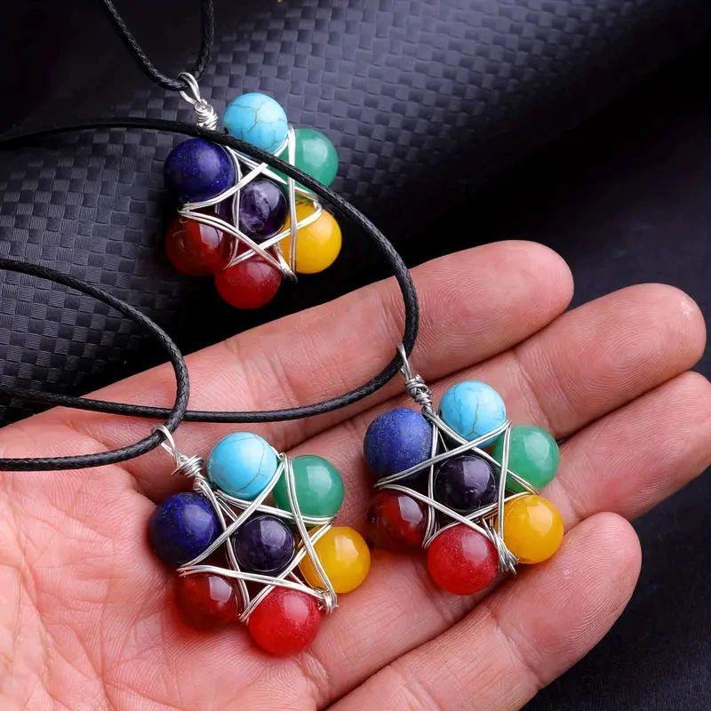 RAINBOW HEXAGRAM CRYSTAL PENDANT NECKLACE VIII (30x30MM)