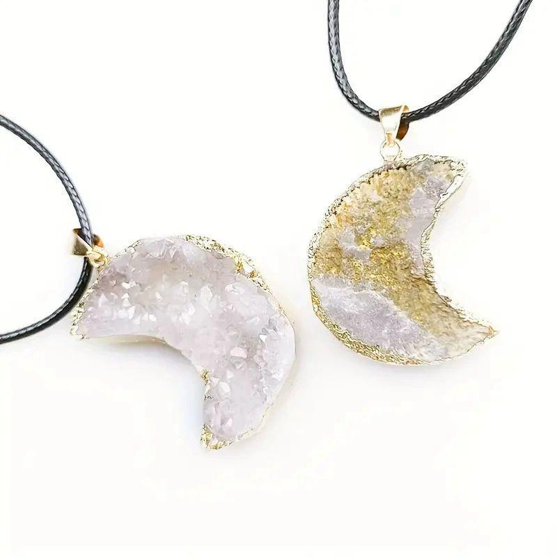 RAW MOON CRYSTAL ELECTROFORMED PENDANT NECKLACE IX (28-40MM)