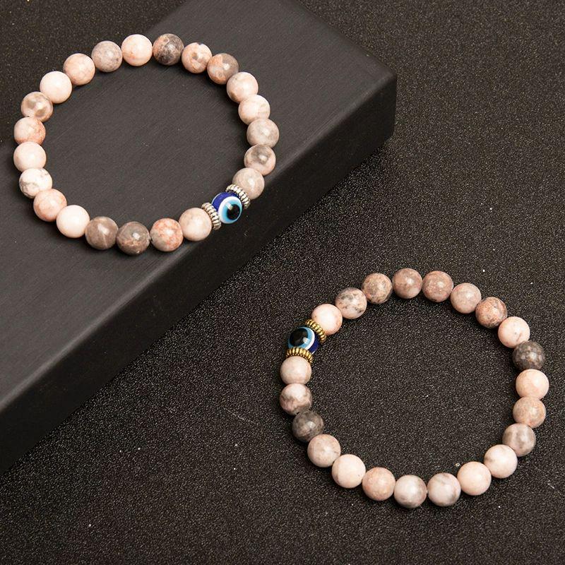 INTUITION ENHANCING STONE BRACELET - PINK ZEBRA & MOONSTONE