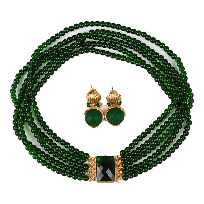 Royal Vintage Green Crystal Jewelry Set