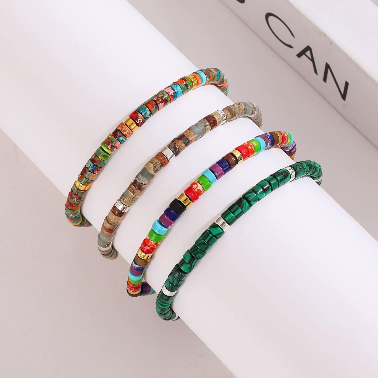 MINIMALIST NATURAL STONE BEAD BRACELET - 28CM ADJUSTABLE