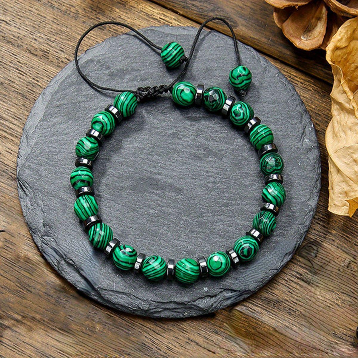MALACHITE BOHEMIAN BEACH BRACELET - 17-25CM HANDWOVEN