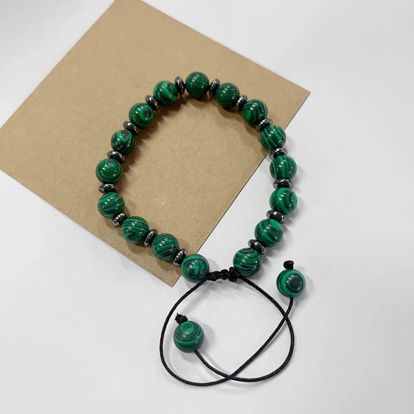MALACHITE BOHEMIAN BEACH BRACELET - 17-25CM HANDWOVEN