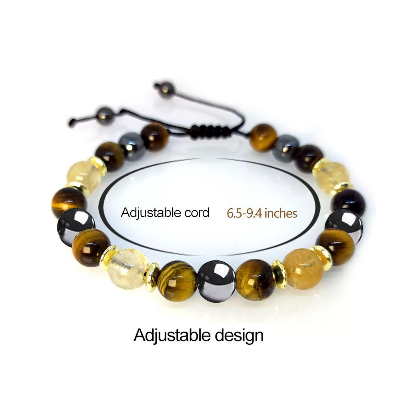 CITRINE, AGATE & TIGER’S EYE BEAD BRACELET - 18CM BOHEMIAN ELEGANCE