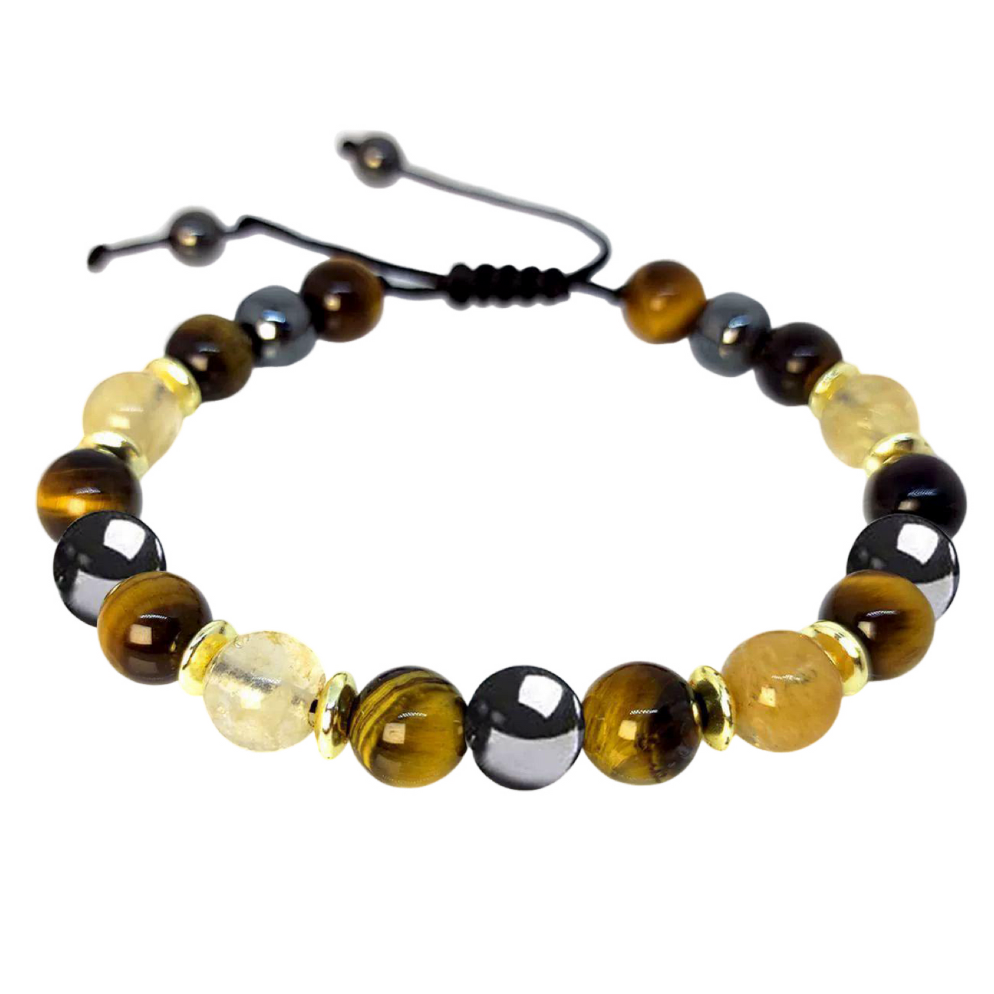 CITRINE, AGATE & TIGER’S EYE BEAD BRACELET - 18CM BOHEMIAN ELEGANCE