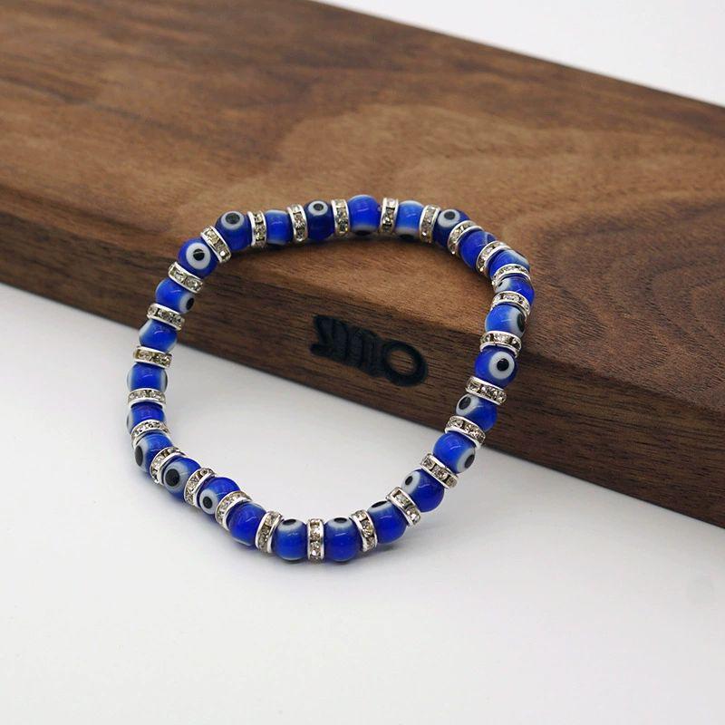 GLASS EVIL EYE BEAD BRACELET IX (6MM)