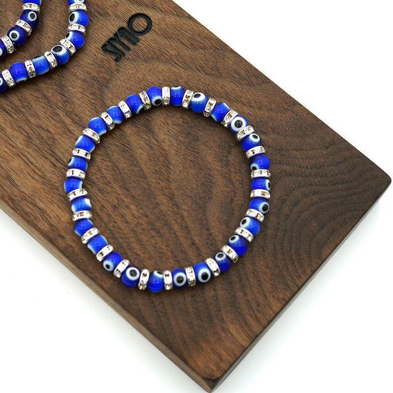 GLASS EVIL EYE BEAD BRACELET IX (6MM)