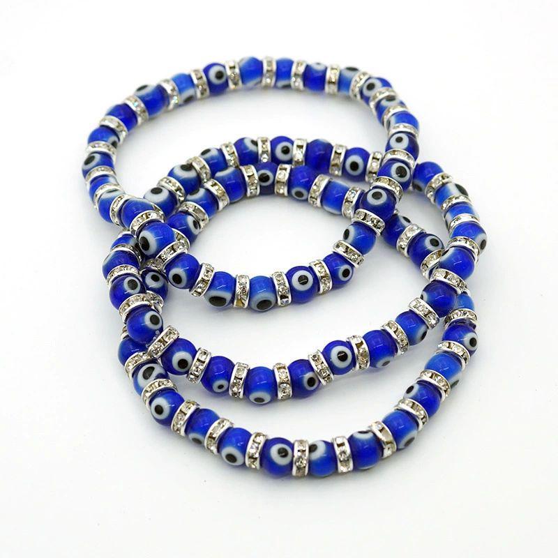 GLASS EVIL EYE BEAD BRACELET IX (6MM)